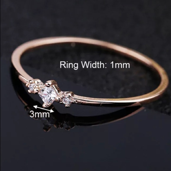 NEW Diamond Rose Gold Square Cubic Zircon Ring - Picture 3 of 3